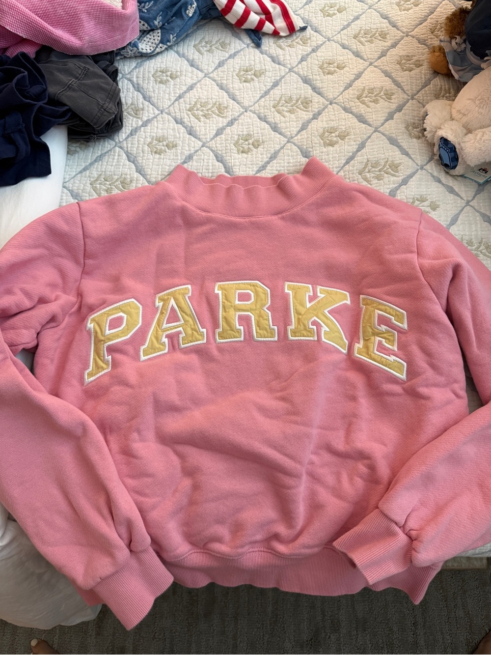 Parker Pink Women's Turtleneck Sweatshirt with Lettering